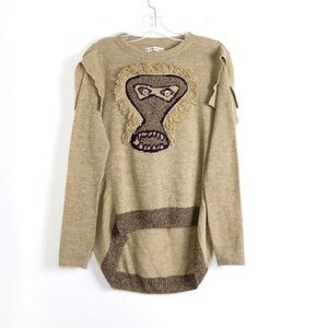 Tsumori Chisato sweater monkey face high-low knit wool XS knit tunic top luxury